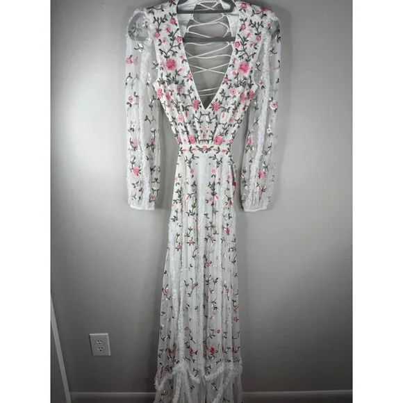 NWT Mac Duggal 70159 Long Sleeve Embroidered Formal Gown Size 2  Cut Out Corset - Picture 7 of 9